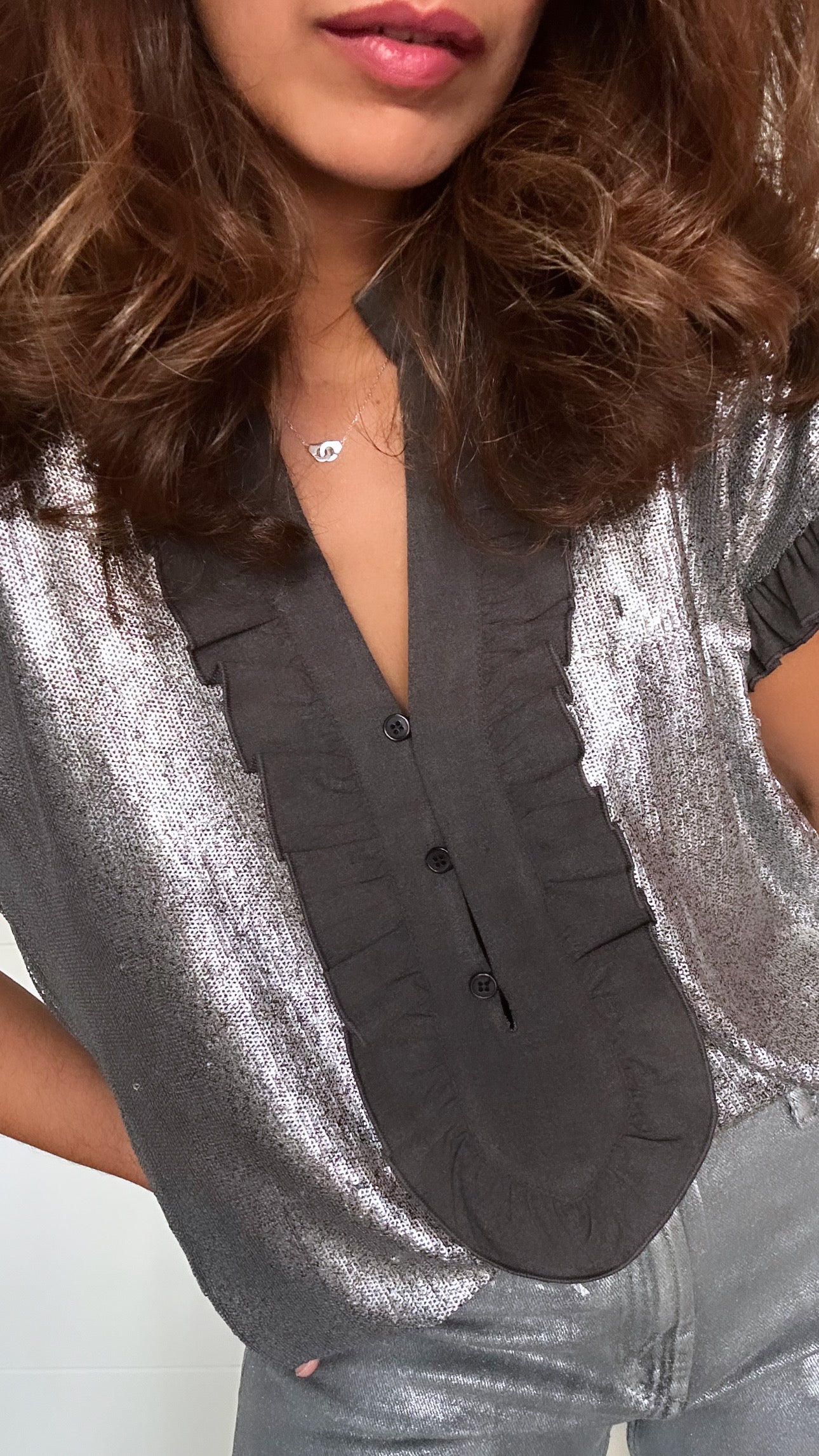 Lily Blouse - Gray Sequin