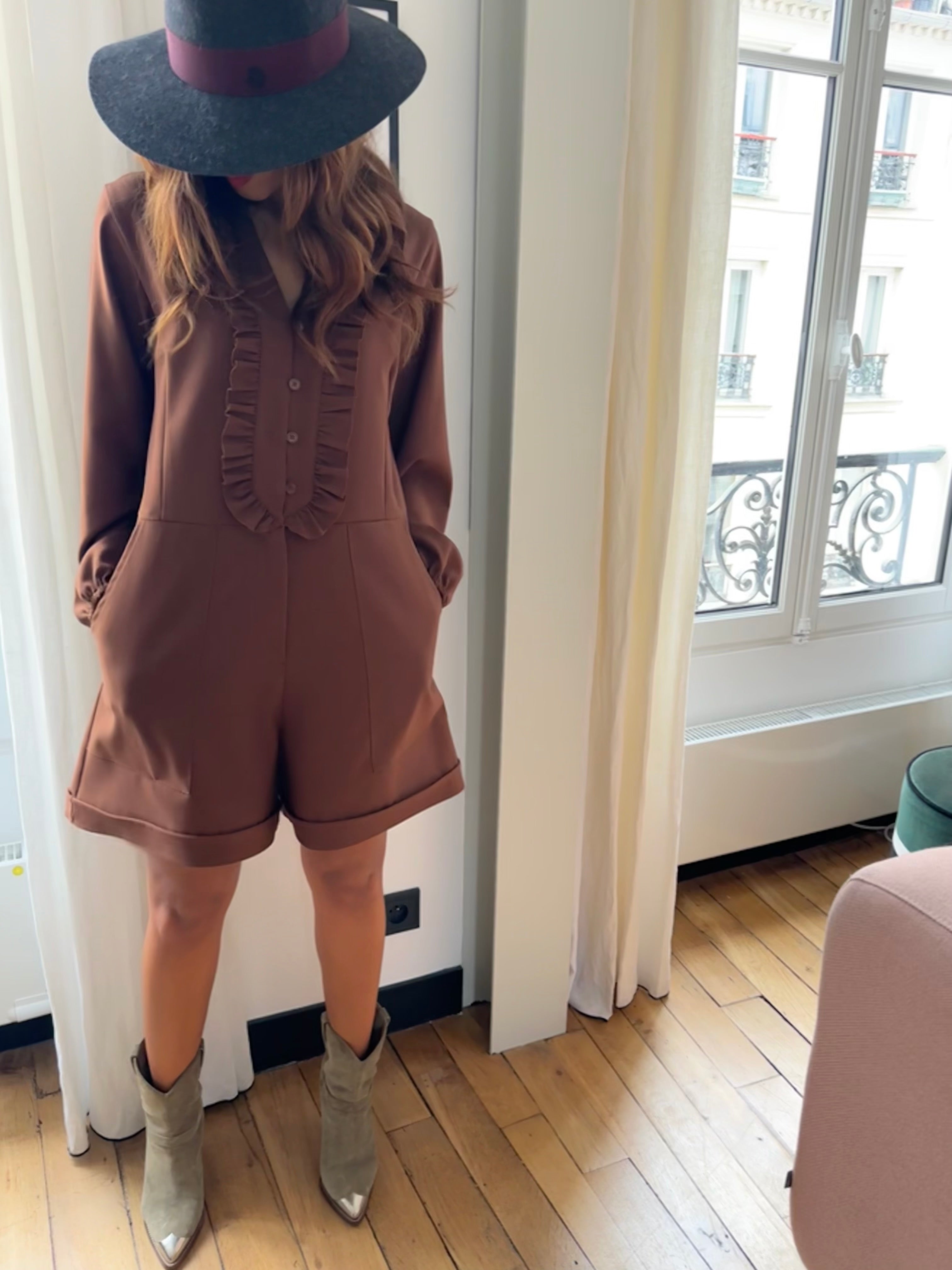 Rachel jumpsuit - brown long sleeves