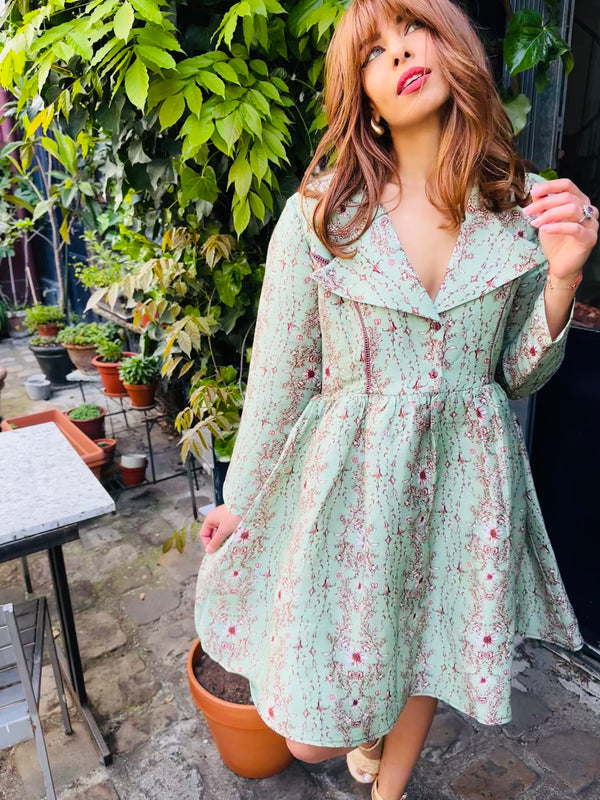 Robe Chloé - imprimé vert