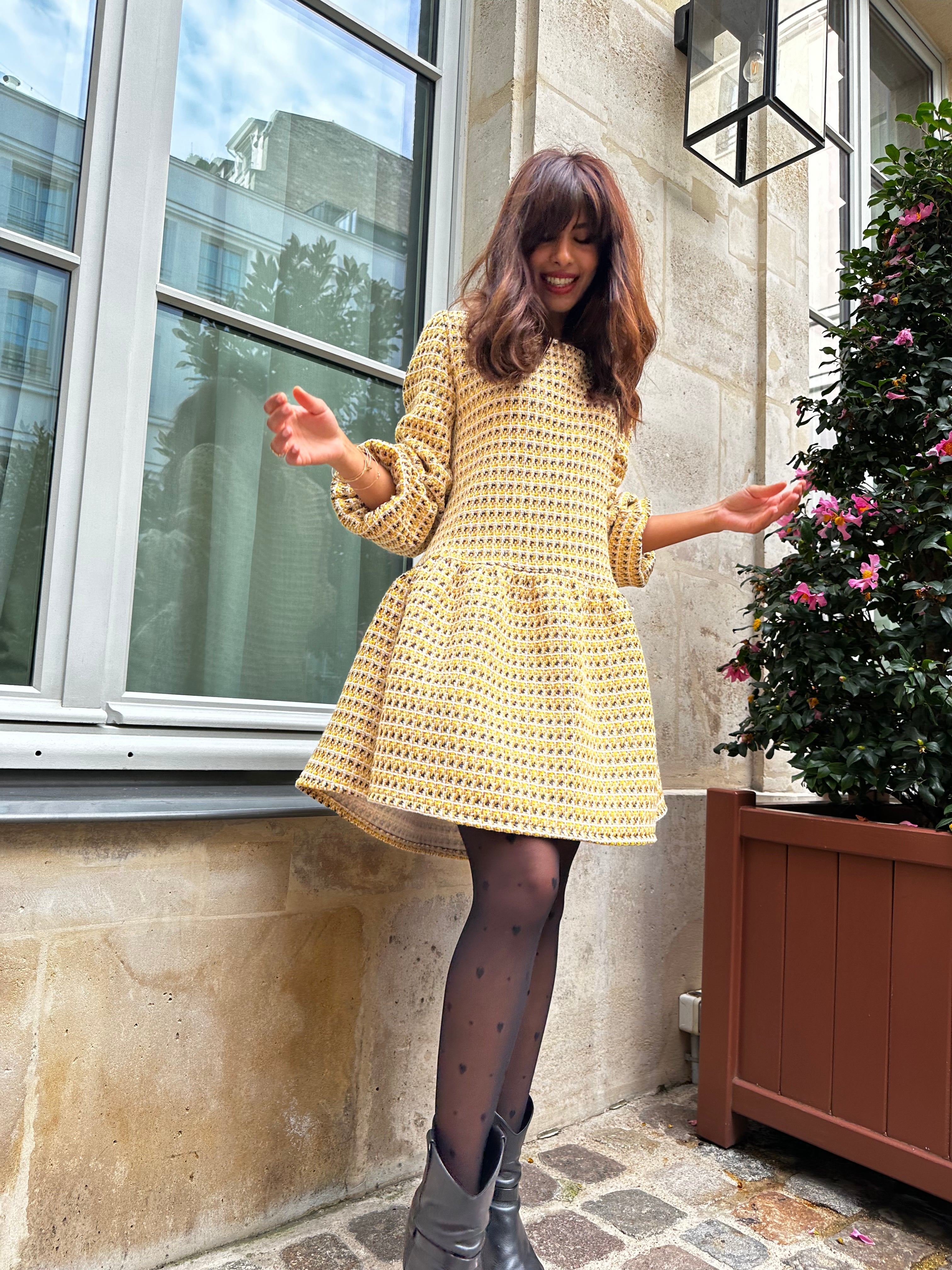 Robe Céline - Tweed jaune 'Edition limitée'