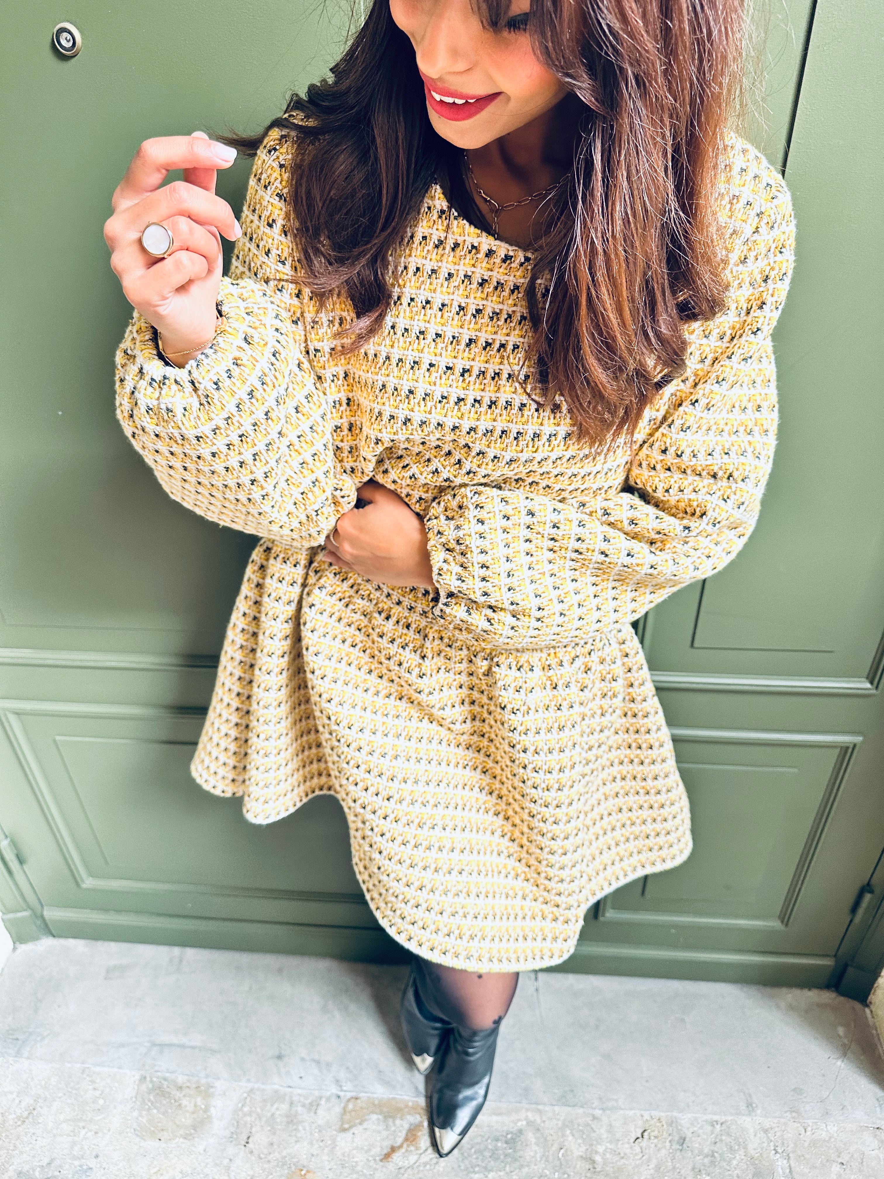 Robe Céline - Tweed jaune 'Edition limitée'